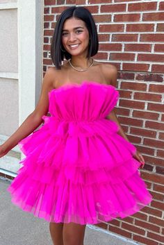 Shedestiny this gown features a strapless neckline and tiered skirt with ruffles.#hoco2023#homecomingdresses#formaldresses#homecoming#schooleventdress#holidaydress#graduationdress#cocktaildress