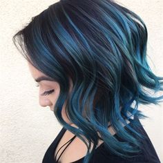 Ocean Blue Color Formula A Line Bob Stacked, Short A Line Bob, Highlights Hair Ideas, Blue Hair Ideas, Bob Hairstyles 2018, Line Bob, A Line Bob, Stacked Bob Hairstyles, Color Highlights