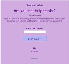 a sign up form for the mentally stable quiz