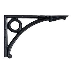 a black iron shelf bracket on a white background