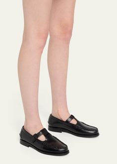 HEREU Alber Leather T-Strap Buckle Loafers Buckle Loafers, T Strap, Bergdorf Goodman, Fashion Shoes, Tops Designs, Loafers, Vision Board, Buckle, Luxury Fashion