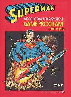 the cover to superman comics is shown in red and blue with an image of two men flying