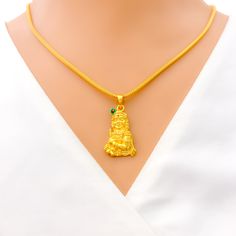 This majestic pendant, crafted from 22k gold and weighing 5.0 grams, radiates with a glowing yellow gold finish, featuring a beautifully detailed depiction of Lord Krishna. With a pendant length of 1.2 inches, it stands as a significant symbol of wisdom, love, and divine joy. Ideal for devotees and admirers of exquisite craftsmanship, this Krishna pendant adds a touch of celestial glow and majestic beauty to any ensemble, reflecting spiritual significance and timeless elegance. PRODUCT DETAILS G Gold Necklace With Large Pendant For Festivals, Gold Necklaces With Large Pendant For Festivals, 22k Gold Spiritual Temple Necklace For Diwali, Gold Temple Necklace With Locket, Yellow Gold Pendant Temple Necklace With Locket, Gold Temple Necklace With Round Pendant For Festivals, 22k Gold Temple Necklace With Locket Pendant, Festive Gold Temple Necklace With Locket, Yellow Gold Temple Necklace With Locket Pendant