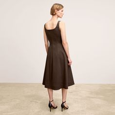 M.M.LaFleur - Jess Dress - Stretch Chino, Size: 18 Summer A-line Midi Dress With Flattering Cut, Fall Cocktail Midi Dress With Square Neck, Elegant Linen Dress With Square Neck For Spring, Chic Midi Dress With French Seams, Classic Sleeveless Midi Dress For Spring, Linen A-line Dress With Fitted Bodice, A-line Linen Dress With Fitted Bodice, Spring Fit And Flare Midi Dress With Flattering Cut, Fitted A-line Midi Dress With French Seams