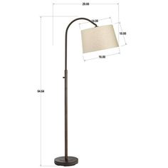 the floor lamp is shown with measurements