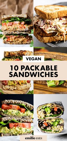 vegan sandwiches are packed with vegetables and meats to make the perfect sandwich for lunch