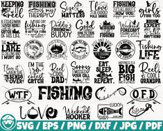 the fishing svg files are available for use in any type of design or print