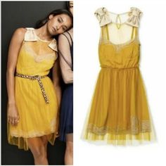 Nwt Rodarte For Target 20th Anniversary Dress L A Delicate, Quirky Piece From The Mulleavy Sisters Of Rodarte In A Collaboration For Target That Is Sure To Turn Heads. This Golden Mustard Slip Dress With Tulle Overlay Is Trimmed With Lace And Finished Off With Satin Bow Shoulder Details. New. With. Tag. Yellow Fitted Sheer Dress, Fitted Yellow Sheer Dress, Yellow Sleeveless Casual Dress, Gold Dress With Lace Trim, Gold Party Dress With Lace Trim, Yellow Lace Party Dress, Yellow Fitted Dress With Lace Trim, Yellow Summer Wedding Dress, Yellow Lace Sleeveless Dress