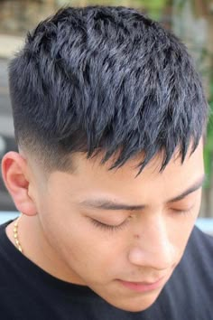 Textured Crop Hair Men Asian, Crop Top Fade Haircut Men, Asian Crop Top Fade, Short Asian Haircut Men Fade, Mid Fade Crop Top, Mid Fade Textured Top, Crop Top Mid Fade, Textured Crop Top Fade, Textured Mid Fade