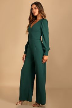 Green Jumpsuit Outfit, Wedding Guest Jumpsuit, Green Wedding Guest Dresses, Emerald Green Jumpsuit, Jumpsuit Outfit Wedding, Jumpsuit Lulus, Jumpsuit Winter, Jumpsuit For Wedding Guest, Summer Wedding Guest Dress