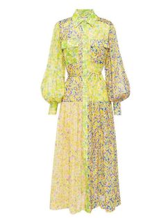 Floral long sleeve maxi dressMade In: China Yellow Long Sleeve Dress For Fall, Green Maxi Dress For Casual Wear, Green Maxi Dress For Casual Occasions, Green Chiffon Maxi Dress, Green Dress Down Maxi Dress, Fall Multicolor Maxi Dress, Long Sleeve Floral Print Maxi Dress, Bohemian Long Skirt Dress For Fall, Bohemian Long Dress For Fall