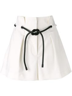 Antique white cotton origami pleated shorts from 3.1 Phillip Lim featuring tied waist, belt loops, concealed front fastening, two side inset pockets and rear flap pocket. | 3.1 Phillip Lim Origami Pleated Shorts Flare Shorts, Flared Shorts, Pleated Shorts, Shorts Pants, 3.1 Phillip Lim, Drawstring Shorts, Phillip Lim, Classy Outfits, Short Outfits