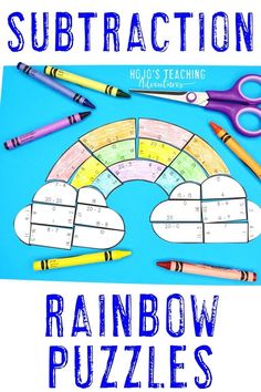 the rainbow puzzles are made with crayons and colored pencils to help students practice their math skills