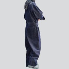 Introducing our ultra-baggy. street-trend women's denim overalls from the 2023 Autumn Collection ââ‚?for when you're feeling daring and edgy!Why They're Your Next Wardrobe EssentialThese denim overalls encapsulate the perfect combination of rebellious style and timeless sophistication. With a dark wash and distressed pattern. they feature a unique baggy fit and a sleek buttoned closure that adds an unexpected flair to your look.Key Highlights: Street Style Chic: Channel the spirit of the streets Street Style Design, Womens Denim Jumpsuit, Jean Jumpsuit, Womens Denim Overalls, Dark Wash Jeans Women, Cool Denim, Denim Patterns, Autumn Collection, Street Trends