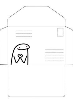 an envelope with a drawing of a man's face on the front and side