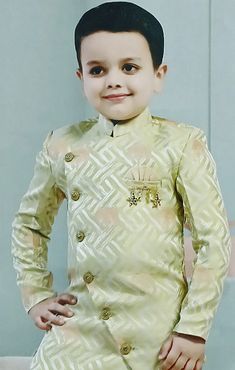 Boys Sherwani & Pant made from print silk fabric by Paaie LLC. This Sherwani has a front button closure placket, full sleeves and side pockets for increased functionality, suitable for festivals and party wear. Kids measurements for basic knee length in INCHES Size Age Shoulder Chest Waist 1 Size 2-3Y 10 23 15 2 Size 3-4Y 10.5 24 17 3 Size 4-5Y 11 25 18 4 Size 5-6Y 12 26 18 5 Size 6-7Y 12.5 28 19 6 Size 7-8Y 13 29 19 7 Size 8-9Y 14 30 20 8 Size 9-10Y 14.5 31 21 9 Size 10-11Y 15 32 23 10 Size 12-