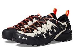 SALEWA Wildfire Edge GTX - Women's Shoes : Oatmeal/Black : With enhanced performance and a customized lacing system, the SALEWA Wildfire Edge GTX Climbing Shoes are perfect for your everyday hikes. Suede leather and microfiber upper. EVA with Ortholite footbed and midsole. Pull tab on the back for easy on and off. Waterproof and breathable membrane. Salewa's trademark 3F System connects the instep area of the boot with the sole and the heel. Round toe design. Pomoca Speed MTN Pro rubber outsole. Black Lace-up Climbing Sneakers, Breathable Leather Lace-up Trail Running Shoes, Breathable Low-top Trail Shoes For Climbing, Breathable Low-top Trail Running Shoes For Climbing, Sporty Breathable Trail Running Shoes For Climbing, Functional Leather Lace-up Trail Running Shoes, Dynamic Lace-up Trail Running Shoes With Ortholite Insole, Sporty Round Toe Hiking Boots For Climbing, Sporty Hiking Boots With Round Toe For Outdoor