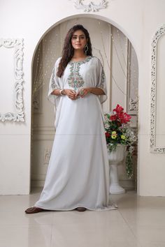 Light Grey party wear kaftan dress for women dubai moroccan caftan arabic abaya maxi hand beaded farasha wedding gown jalabiya dress Size: Women : XS to 6X Custom Size: Send your Measurement (please check the size chart attached at the end gallery image of this product. Please Select Your Regular Dress size.) Stitching Type:Stitched Quality: Best Quality.we are not compromise with quality.our quality checker department check quality. Shipping: Worldwide Shipping. 8 - 10 Working Days. depends you Party Wear Kaftan Dress, Arabic Abaya, Jalabiya Dress, Designer Kaftan, Kaftan Wedding, Moroccan Kaftan Dress, Caftan Dresses, Vs Image, Kaftan Gown