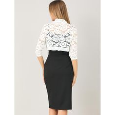 The ruffle collar, sheer floral lace fabric, and crop length give a unique, elegant touch. This cardigan shrug is perfect for layering over your favorite dresses or tops. It adds the right amount of coverage without taking away from the overall style of your outfit. If you're looking for a versatile and stylish piece to add to your wardrobe, the Women's Elegant Ruffle Collar Crop Cardigan Sheer Floral Lace Shrug Top is the perfect choice. It's a timeless piece that you can wear season after seas Crop Shrug, Shrug Top, Cardigan Shrug, Lace Shrug, Cropped Shrug, Floral Lace Fabric, Lace Bolero, Bolero Shrug, Lace Cuffs