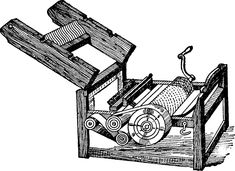 an old fashioned machine that is being used to make something out of wood, vintage line drawing or engraving illustration