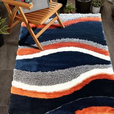 Orange Rust Navy Plush Fluffy Soft Multi Textural Shag Area Rug/ Carpet Navy Blue And Grey Living Room, Blue And Orange Living Room, Edgy Interior, Burnt Orange Living Room, Living Room Color Combination, Navy Living Rooms, Room Color Combination, Blue Living Room Decor, Beige Living Rooms