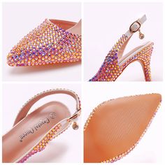 Details: Style: Leisure Embellishment: Rhinestone Heels Type: stiletto Heel height: 2.95inch Closure Type: Slingback Toe: Pointed Toe Upper Material: PU Sole Material: Rubber Lining Material: PU Party Slingback Pumps With Rhinestones, Prom Ankle Strap Slingback Pumps With Rhinestones, Prom Slingback Pumps With Rhinestones And Ankle Strap, Rhinestone Slingback Pumps For Prom, Pink Slingback Heels With Rhinestones, Slingback Heels With Rhinestones For Party, Rhinestone Slingback Heels For Party, Rhinestone Closed Toe Slingback Pumps For Party, Closed Toe Slingback Pumps With Rhinestones For Party