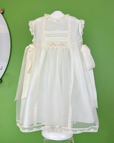 YoYo Children's Boutique Baptism & Communion Dresses 4 / Off-White Belen Off-White Dress White A-line Dresses With Lace Collar, Off White Lace Dress With Ruffles, Spring Organza Dress With Lace Trim, First Communion Spring Dress With Lace Trim, Elegant Baptism Dress With Lace Trim And Organza, Formal White Dress With Lace Work, White Organza Baptism Dress With Ruffles, Cream Lace Dress For Summer Baptism, White Organza Dress With Ruffles