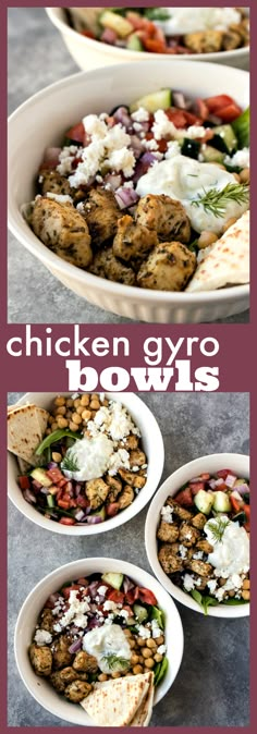 the chicken gyro bowls are ready to be eaten