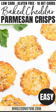 baked parmesan crispes with text overlay that reads low carb gluen free - 16 net cards