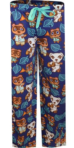 Nintendo Animal Crossing Tom Nook and Slider Lounge Pants Cotton Loungewear Bottoms With Character Print, Cotton Bottoms With Character Print For Pajama Party, Cotton Lounge Pants With Character Print, Casual Cartoon Print Bottoms For Pajama Party, Casual Bottoms With Cartoon Print For Sleepovers, Cotton Cartoon Print Pants For Loungewear, Cotton Pants With Cartoon Print For Loungewear, Casual Cotton Pants With Cartoon Print, Cotton Lounge Pants With Cartoon Print