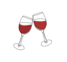 two wine glasses filled with red wine sitting side by side on top of each other