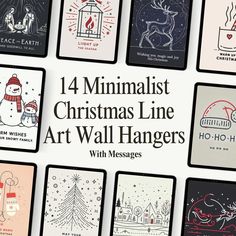 christmas line art wall hangers with messages