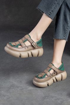 Summer Beige Leather Sport Sandals, Beige Leather Sport Sandals For Summer, Casual Beige Leather T-strap Sandals, Green Leather Sport Sandals For Summer, Casual Green Leather Sandals, Green Leather Casual Sandals, Brown Synthetic Open Toe Sport Sandals, Casual Green Leather Sport Sandals, Brown Leather Sport Sandals For Summer