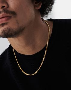 Chain Necklace Outfit, Boys Necklace, Curb Chain Necklace, Mens Gold Bracelets