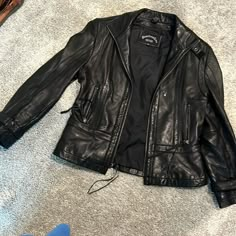 Preowned Black Leather Jacket Cleaning Out Closet I Have Several Preowned Jackets To Sell Old Sticker Residue On Coat, See Picture Simple Leather Jacket, Female Leather Jacket, Leather Jacket Outfits Women, Old Leather Jacket, Thrift Board, Black Motorcycle Jacket, Leather Flight Jacket, Black Leather Moto Jacket, Cleaning Out Closet