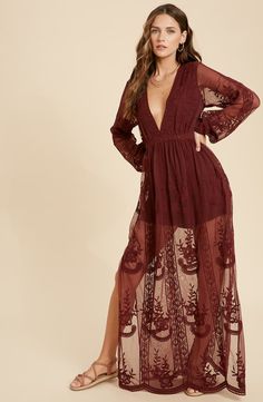 WISHLIST Floral Embroidered Long Sleeve Maxi Dress | Nordstromrack Embroidered V-neck Maxi Dress For Evening, Floral Embroidered V-neck Maxi Dress For Brunch, Chic Long Sleeve Maxi Dress With Lace Sleeves, Fitted Bohemian Dress With Sheer Sleeves, Lace Maxi Dress For Date Night, Bohemian Fitted Dress With Sheer Sleeves, Spring Floor-length Maxi Dress With Sheer Sleeves, Long Sleeve Lace Maxi Dress For Summer, Summer Lace Maxi Dress With Lace Sleeves