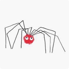 a drawing of a spider with red eyes