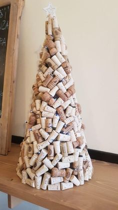 a christmas tree made out of wine corks