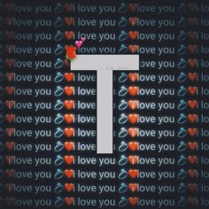 the letter t is surrounded by hearts