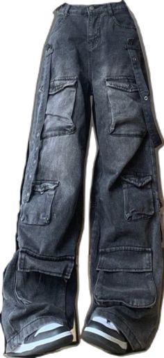 Baggy Dark Wash Recycled Denim Cargo Jeans, Y2k Denim Cargo Pants Full Length, Grunge Full-length Cargo Jeans, Loosely Fitted Full-length Cargo Jeans With Pockets, Full-length Techwear Cargo Jeans With Hip Pockets, Overalls Jeans, Loose Overalls, Fabric Names, Overalls