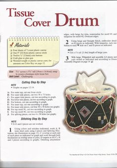 an advertisement for tissue cover drum with instructions