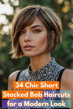 Need volume? Try these 34 short stacked bob haircuts that bring fullness and dimension to any hair type. Look fabulous in no time! #VolumeBoostHair #StackedBobIdeas #ShortHaircuts Slight Stacked Bob Haircut, Blonde Stacked Bob Short, Super Short Shaggy Bob, Short Layered Bob Back View, Inverted Textured Bob, Short Bob Behind Ears, Grown Out Bob Haircut, Deconstructed Bob Haircuts, Short Bob Hairstyles With Layers