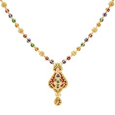 The light, and airy design of this 22k Indian gold jewelry set is simple divine. The vibrant meenakari print used along the beaded gold necklace and matching earrings is perfect for any occasion. Features: • 22k yellow gold • Beading • Enamel Specifications: • Minimum Necklace Width - 8 millimeters • Maximum Necklace Width - 18 millimeters • Necklace Length - 16 to 18 inches • Minimum Earring Width - 1 millimeters • Maximum Earring Width - 14 millimeters • Earring Length - 1.75 inches • Total We Beaded Gold Necklace, Indian Gold Jewelry, Gold Jewelry Set, Gold Jewelry Sets, Gold Bead Necklace, Gold Jewelry Indian, Pendant Set, Necklace Length, Gold Beads