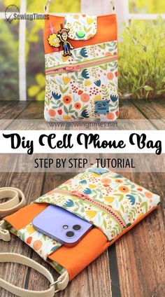 the diy cell phone bag is made from an old handbag and has been sewn