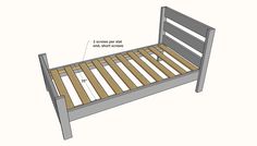 a bed frame is shown with measurements for the headboard and foot board on it