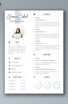 a clean and modern resume template with an image of a woman on the front page