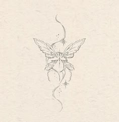 a drawing of a butterfly with stars on its wings