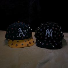 Each jewel is hand-placed by me just for you. This is a custom black NY new era hat Hat With Rhinestones, Rhinestone Fitted Cap, Hat Designs Ideas, Casual Rhinestone Snapback Hat, Trendy Rhinestone Snapback Baseball Cap, Trendy Snapback Baseball Cap With Rhinestones, Trendy Snapback Hat With Rhinestones, Birthday Manifestation, Kendrick Concert