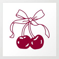 two cherries tied with a bow art print