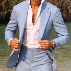 Mens Suits Sky Blue, Linen Wedding Suit, Blue Linen Suit, Sky Blue Suit, Tuxedo Wedding Suit, Terno Slim, Light Blue Suit, Blue Suit Men, Christmas Suit